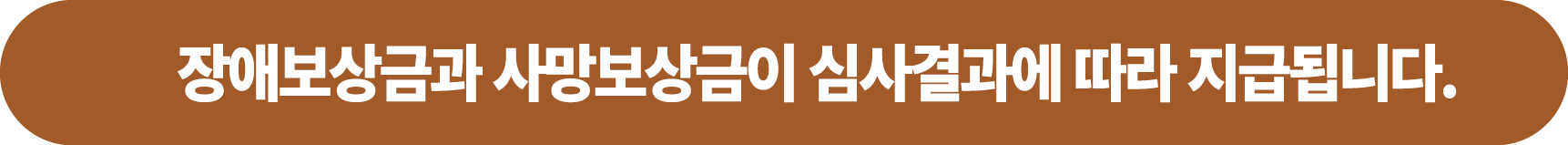 장애보상금과 사망보상금이 심사결과에 따라 지급됩니다. 