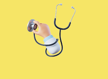 3d rendering. Doctor cartoon hand with stethoscope. Healthcare illustration. Medical clip art isolated on white background