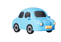 Cartoon car with white background, model car, 3d rendering. Digital drawing.