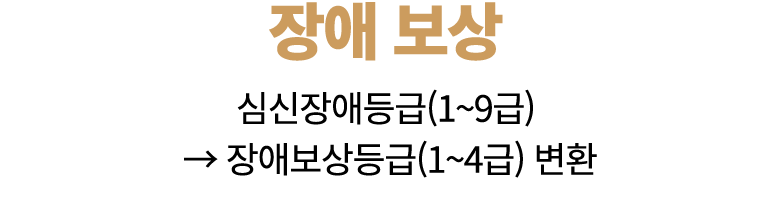 장애 보상 심신장애등급(1~9급) → 장애보상등급(1~4급) 변환