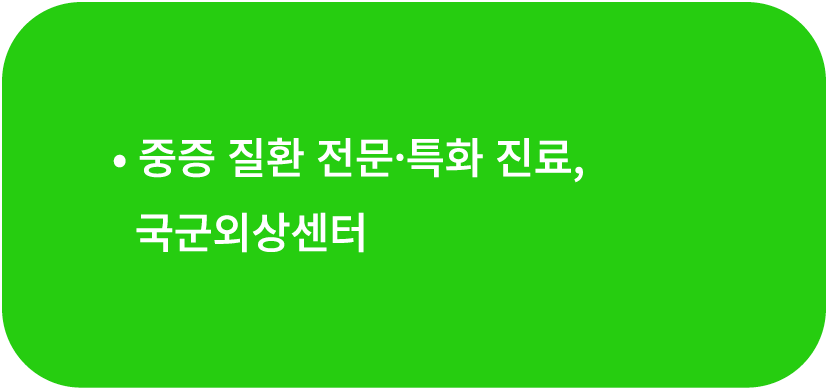 • 중증 질환 전문·특화 진료, 국군외상센터