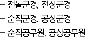  전몰군경, 전상군경 순직군경, 공상군경 순직공무원, 공상공무원