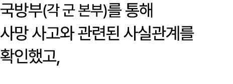 국방부(각 군 본부)를 통해 사망 사고와 관련된 사실관계를 확인했고,